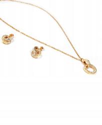  Csillogó acél fülbevaló és nyaklánc szett rózsaszín arany színű (AMDR)