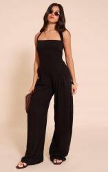 Prettylittlething Fekete Lenvászon Overál, Size 36, len, viszkóz