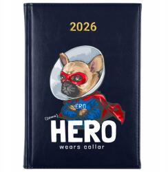 FunnyCase Könyvnaptár 2026 Hero Wears Collar Sötétkék tervező Ajándék Minták (Kalendarz Granatowy HERO WEARS COLLAR)