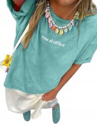 Shein Menta Színű Póló Out Of Office Felirattal Rövid Ujjú S 1HJ