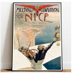  Franciaország, Nizza Utazó Poszter Repülőgép A3 (Plakat Podróżniczy Podróże Vintage)