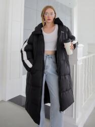 Shein KU529 Shein Fekete Túlméretezett Pehelykabát Xs