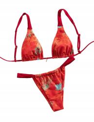 Shein Kétrészes Bikini Fürdőruha Narancssárga Piros 38 M__M