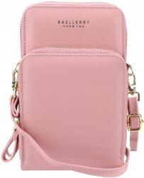 EdiBazzar Telefonos borítéktáska Pénztárca Táska Tok Rózsaszín női Kézitáska válltáska (Torebka damska na telefon skórzana różowa)