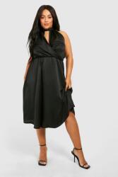 Boohoo XC14308 Boohoo Szatén Ruha Halter 48-AS Nyakkivágással