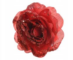 Kaemingk Műrózsa csipesz csillámos piros 14cm (ozdoby świąteczne)