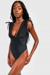 Boohoo FC33314 *boohoo Fekete Fürdőruha Nyakkivágással V (30) L