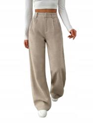 Shein Tall Elegáns Magas Szárú Nadrág Bézs Fehér Halszálka 36 S__s