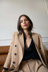 Stylove Női Blézer Ágytakaró Klasszikus Kétsoros Bézs 42 XL (S281 KAMEL XL)