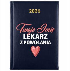 FunnyCase Könyvnaptár 2026 Hivatásos Orvos Sötétkék Tervező Ajándék Minták (Kalendarz Granatowy LEKARZ Z POWOŁANIA)