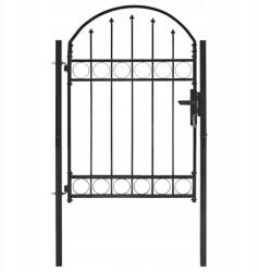  vidaXL Kerítéskapu, lekerekített, 100x125 cm, fekete (143085)