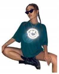 Shein Zöld Fényvisszaverő Print Trikó Elöl 40/42L__L