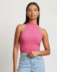NA-KD Rózsaszín Testhezálló Elasztikus Bordázott Nyitott Vállú Felső Na-kd Xs