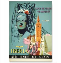  Vintage poszter Spanyolország Andalúzia Iberia A3 (Plakaty na ścianę Podróże travel A3)