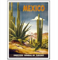  Poszter Travel Mexikó Kaktuszok Sivatag Retro 50x70