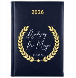 FunnyCase Könyvnaptár 2026 Köszönjük Pap *név* Sötétkék Ajándék Minták (Kalendarz Granatowy DZIĘKUJEMY KSIĘŻĘ *IMIĘ*)