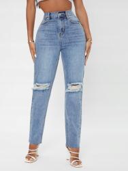 Shein LC55204 Shein Egyenes Szárú Farmernadrág Magas Derekú 27-ES
