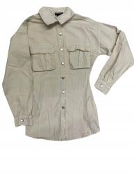 Prettylittlething LC74112 Prettylittlething Ruha Mini Farmer Cargo, Size S, bézs, pamut