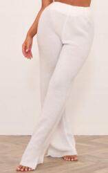 Prettylittlething Fehér Hosszú Kötött Egyenes Szárú Nadrág Prettylittlething L