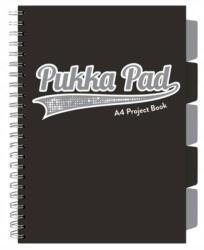 Pukka Pad Spirálos Jegyzetfüzet A4-es méretű, négyzetrácsos elválasztólapokkal, Pukka Pad, 100 lapos, fekete (3101(BK)-WPC)