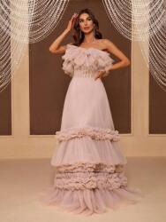 Shein HC41201 Shein Tüll Maxi Ruha, Vállakat Szabadon Hagyó, Volánokkal L