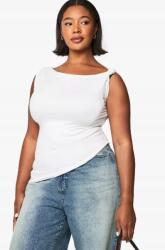 Boohoo Fehér Aszimmetrikus Sima Nyitott Vállú Plus Size Klasszikus Boohoo Felső 44