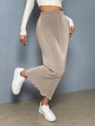 Shein ZC65206 Shein Pliszírozott Maxi Szoknya Magas Derekú Bézs (40) 48