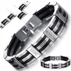  Ezüst Férfi Karkötő Masszív Nemesacél Prémium Elegáns Ajándék (bransoletka męska srebrna )