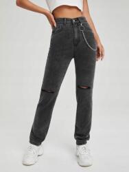 Shein CC37310 Shein Egyenes Farmer Nadrág Lyukakkal És Lánccal S