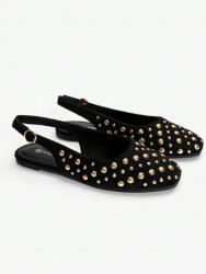 Shein CC16216 Shein Fekete Balerinacipő Szabad Sarokkal Strasszokkal (38) 38 (sx25030915124132985)