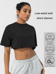 Shein Rövid Ujjú Póló Fekete Laza Pamut 42 XL__XL