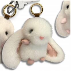EdiBazzar Mini fehér nyuszi kulcstartó táskadísz pompon bolyhos nyuszika (Brelok mini Królik biały zawieszka do torebki)