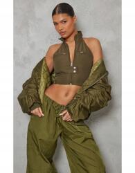Prettylittlething Khaki Ujjatlan Cipzáras Felső (44) (563733)