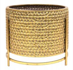 Styldekor Virágtartó Fém Fedél Arany 30x35cm Állvány Lábakon Díszített (0401174-3AP)