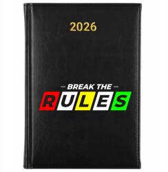 FunnyCase Könyvnaptár 2026 Break The Rules Fekete Határidőnapló Ajándék Minták (Kalendarz Czarny BREAK THE RULES)