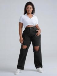 Shein HC64106 Shein Egyenes Szárú Farmernadrág Magas Szakadásállósággal 44-ES