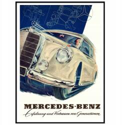  Poszter Mercedes Benz klasszikus autó dekoráció A3 (wyścigi samochodowe)