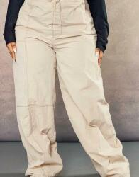 Prettylittlething Bézs Magas Derekú Laza Széles Cargo Nadrág Prettylittlething 46