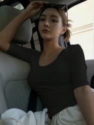 Shein DC51308 Shein Fekete Sima Póló (34) M