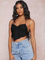 Shein LC91320 Shein Fekete Crop Top Vállpántokkal (33) Xs