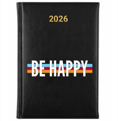 FunnyCase Könyvnaptár 2026 Be Happy Fekete tervező Időzítő Ajándék Minták (Kalendarz Czarny BE HAPPY)
