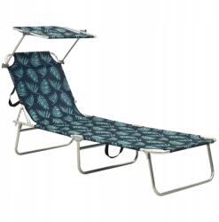 vidaXL Összecsukható napozóágy tetővel, acél, levélmintás (310328)