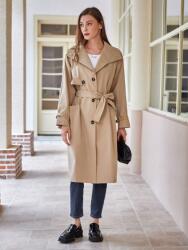 Shein Bézs Edzőkabát, gombos, Size L, 100% poliészter