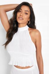 Boohoo Felső Fehér Rövid Pamut Casual 36 S Bcp