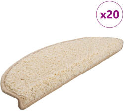 vidaXL 20 db krémszínű, félkör alakú lépcsőszőnyegek, 65 x 21 x 4 cm, nagy (3365849)