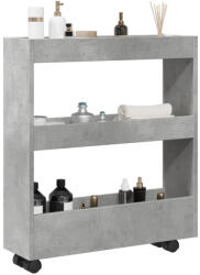 vidaXL 3 szintes betonszürke szerelt fa keskeny tárolókocsi (855244)