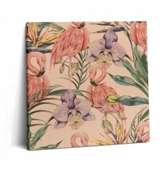 Wallfluent Vászonkép Canvas Vászonkép Nappaliba Grafika Trópusi Virágok Boho Stílusban 60x60 (010030010270000054725)