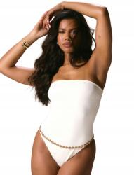 Shein Egyrészes Fürdőruha Sárga Pánt Nélküli 36 S__s