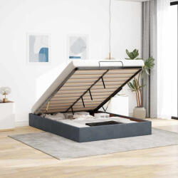 vidaXL Ottomán ágykeret matrac nélkül sötétszürke 140x200 cm bársony (3310968)
