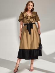 Shein KC84103 Shein Elegáns Kontrasztos Ruha Fodros Öv 52